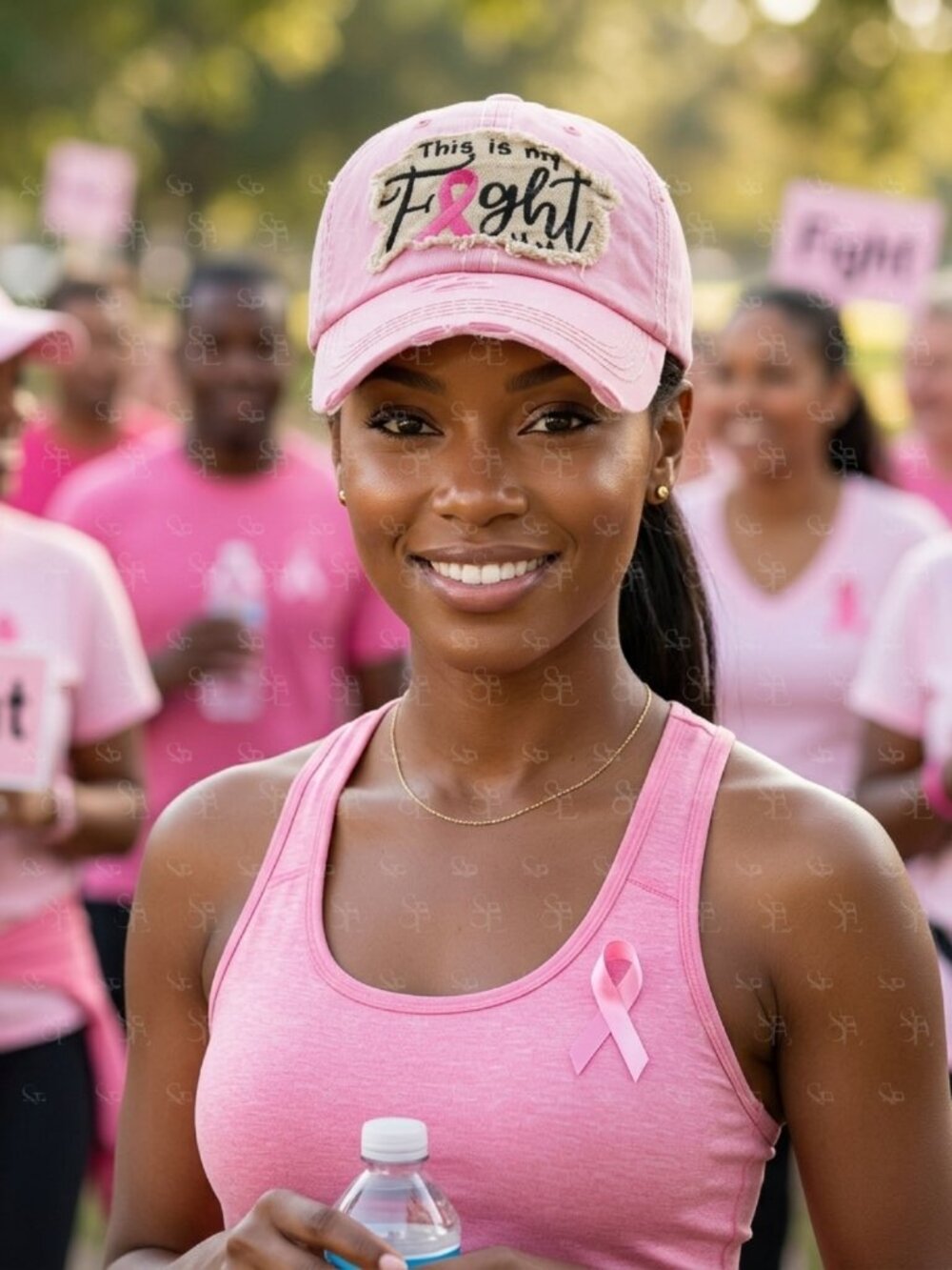 “This Is My Fight” Awareness Cap Pink Ribbon Distressed Hat - Picture 3 of 4